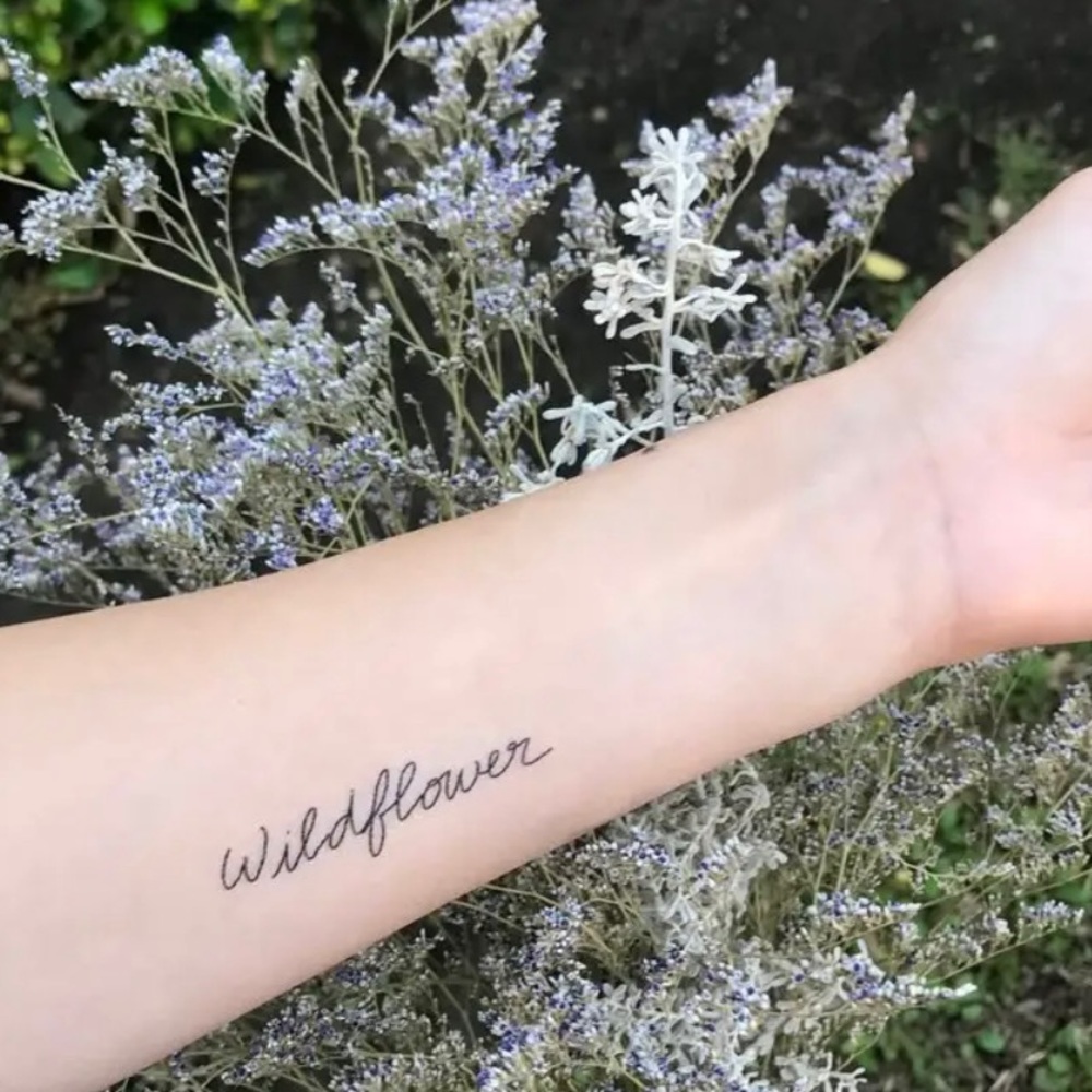 Wildflower Calligraphy Temp Tattoo